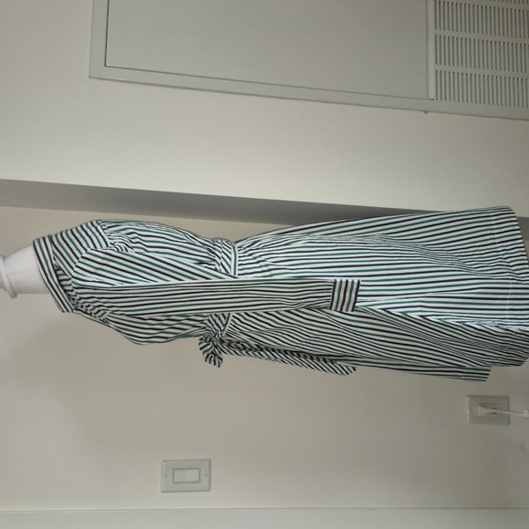 J. Crew Multicolour Striped Button Down Belted Tie Waist Midi Shirtdress Size 6 - Picture 4 of 10